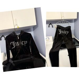 Juicy Couture Black Velour Hoodie AND pant set